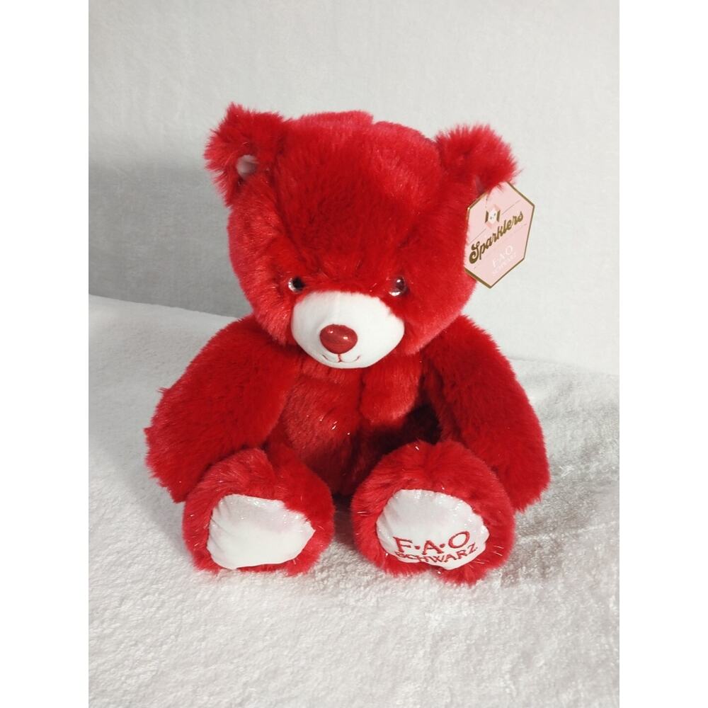 Schwarz Sparklers Teddy Bear FAO 10 Inch, Soft Plush, Red NWT
